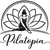 Logo of Pilatopia with a person in a yoga pose surrounded by lotus flowers on a white background.